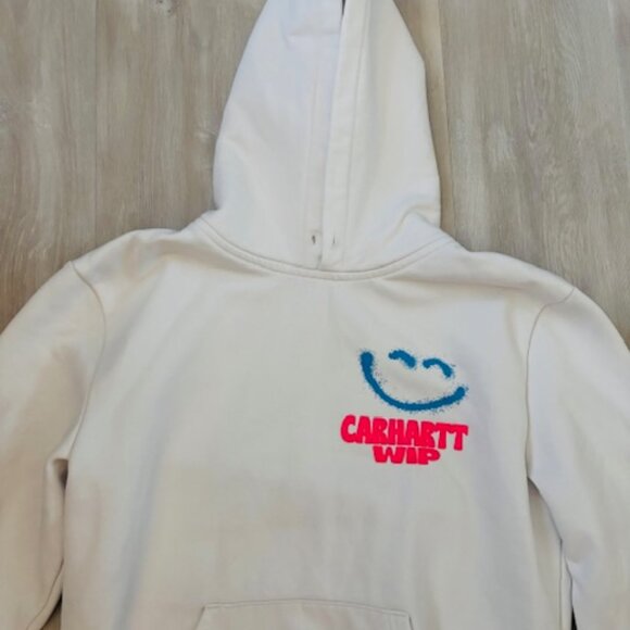 Carhartt WIP Happy Script Sweat Hoodie White Men’s Size S - Picture 4 of 6